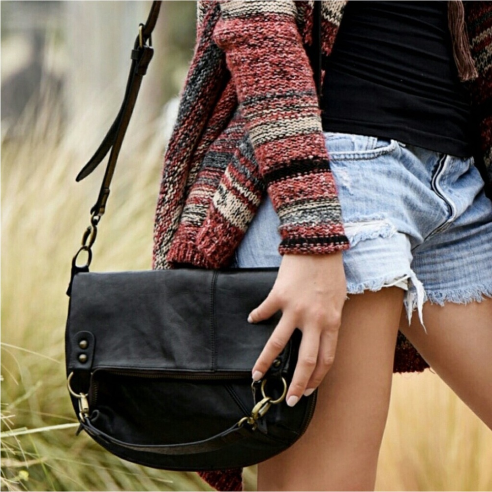 Bed Stu Tahiti BLACK Versitile Leather Bag with two straps